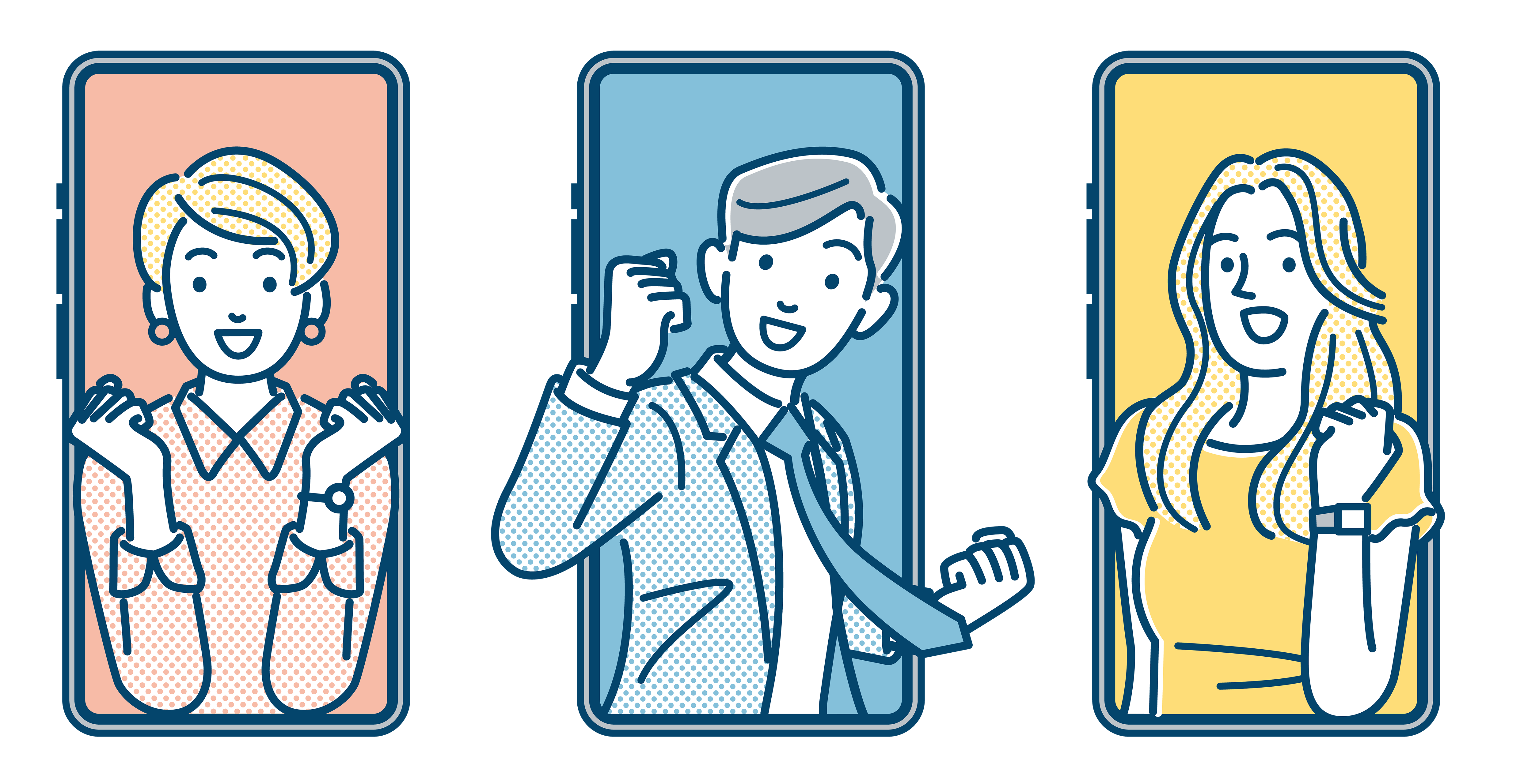 スマホ画面上の会社員